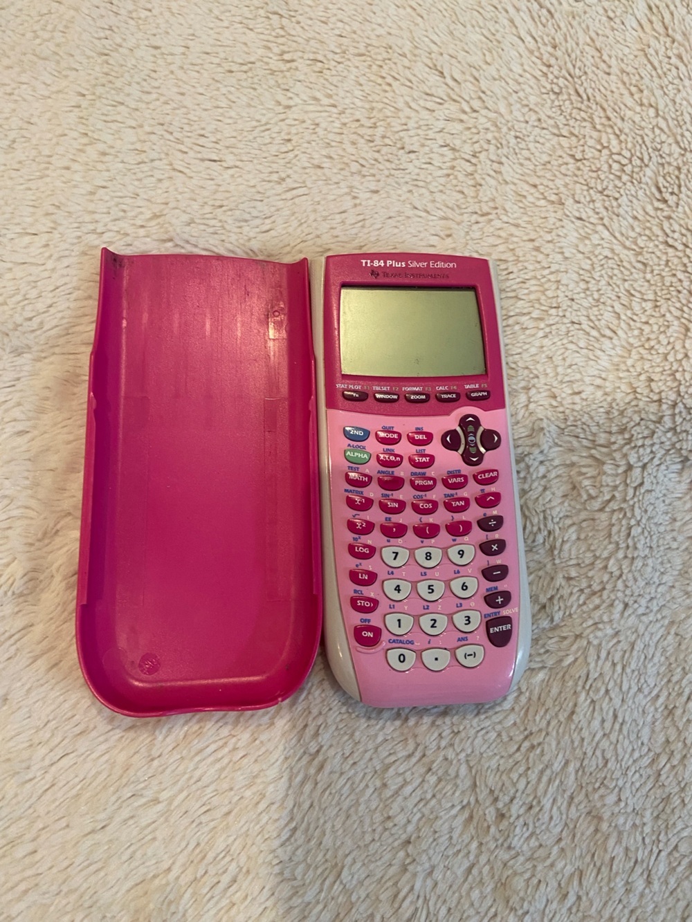 Texas Instruments TI-84 Plus Silver Edition Pink Graphing Calculator + Cover
